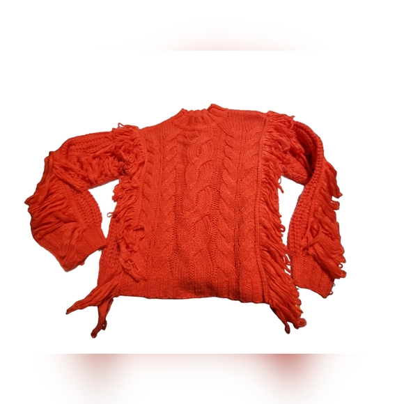 525 America Hand Braided Cable Fringe Top Persimmon Size XS - Picture 5 of 10
